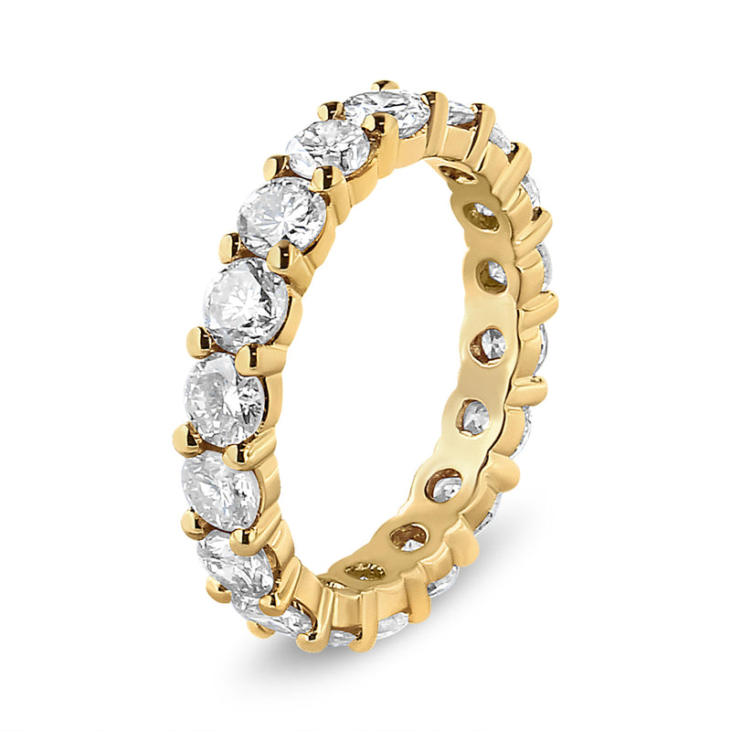 Bids.com 14K Yellow Gold 3.00 Cttw Shared Prong Set Round Cut Diamond Eternity Band (J-K Color, VS1-VS2 Clarity) - Ring Size 7 Rings