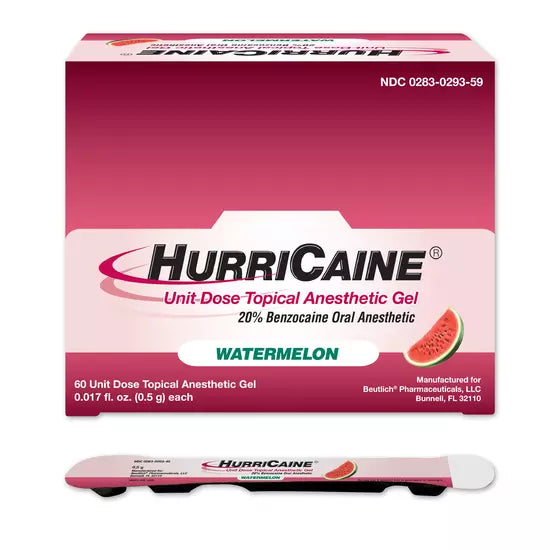 HurriCaine Hurricaine Topical Anesthetic Gel 20% Watermelon 60 x 0.5g Unit Dose Medicine & Drugs