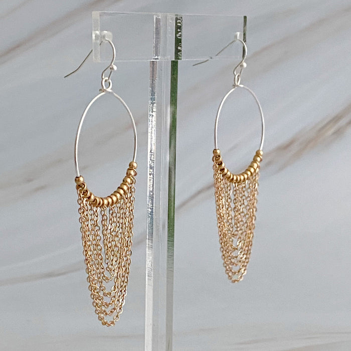 Chain Drapes Two Tone Earrings