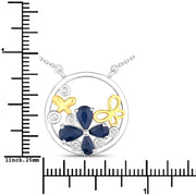 Bids.com 1.41 Carat Genuine Blue Sapphire and White Topaz .925 Sterling Silver Pendant Pendants