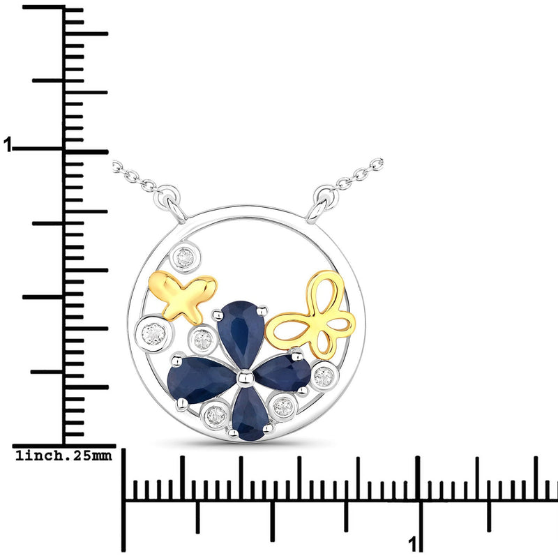 Bids.com 1.41 Carat Genuine Blue Sapphire and White Topaz .925 Sterling Silver Pendant Pendants