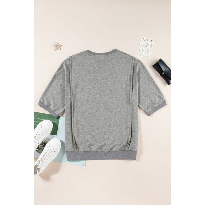 Round Neck Half Sleeve Slit T-Shirt