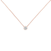 Bids.com 2 Micron 14K Rose Gold Plated Sterling Silver Bezel-Set Diamond Solitaire Pendant Necklace (1/3 cttw, H-I Color, I1-I2 Clarity) Necklaces