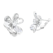 Bids.com Cubic Zirconia Flower Earrings Sterling Silver Earrings