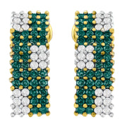 Bids.com 14K Yellow Gold 2 cttw White and Treated Blue Diamond Earrings (H-I, SI1-SI2) Earrings