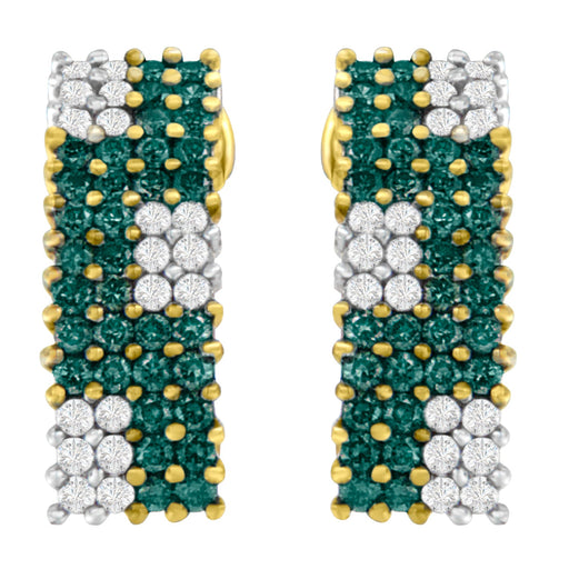 Bids.com 14K Yellow Gold 2 cttw White and Treated Blue Diamond Earrings (H-I, SI1-SI2) Earrings