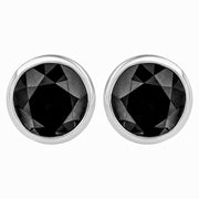 Bids.com 14K White Gold 1/2 Cttw Round Brilliant-Cut Black Diamond Bezel-Set Stud Earrings with Screw Backs (Fancy Color-Enhanced, I2-I3 Clarity) Earrings