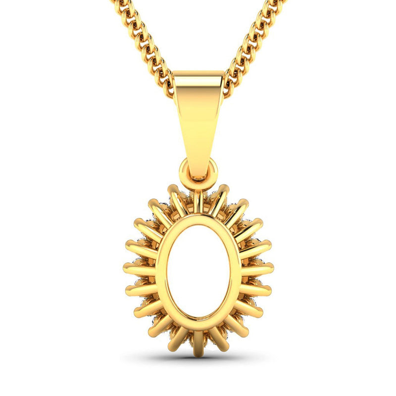 Bids.com 0.13 Carat Genuine White Diamond 14K Yellow Gold Semi Mount Pendant - holds 8x6mm Oval Gemstone Pendants