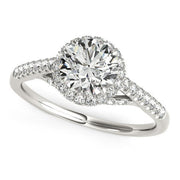 Bids.com 14k White Gold Round Cut Pave Set Shank Diamond Engagement Ring (1 3/8 cttw) Rings