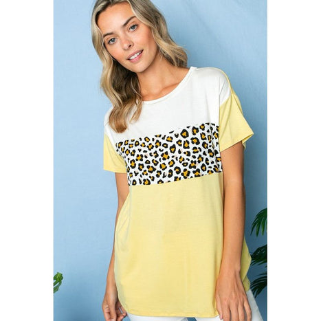 Plus Animal Color Blocked Top