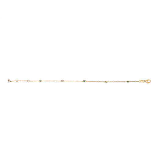 Bids.com 14K Yellow Gold Alternating Green Emerald and Diamond Bezel Station Chain Bracelet - Size 7.5 inch Bracelets
