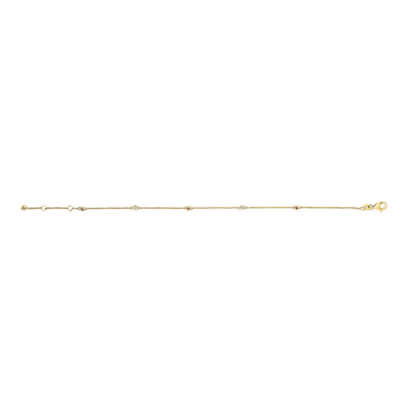 Bids.com 14K Yellow Gold Alternating Red Ruby and White Diamond Bezel Station Chain Bracelet (I-J Color, SI2-I1 Clarity) - 7.5" Inches Bracelets