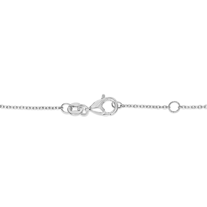 Bids.com 14K White Gold Alternating Blue Sapphire and Diamond Bezel Station Chain Bracelet - Size 7.5 inch Bracelets