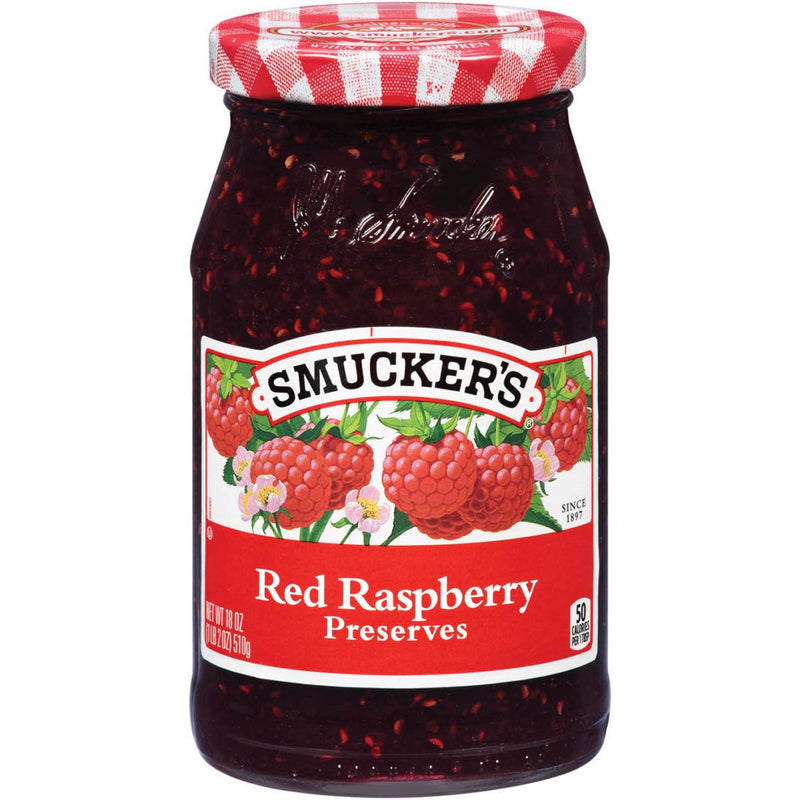 Smucker's Smucker's Red Raspberry Preserves, 12 Ounces Jams & Jellies Black