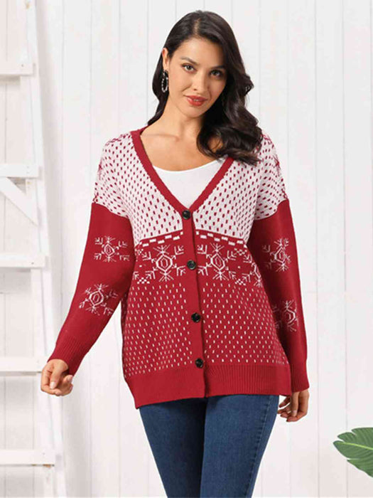 Snowflake Button Down Cardigan by VYSN