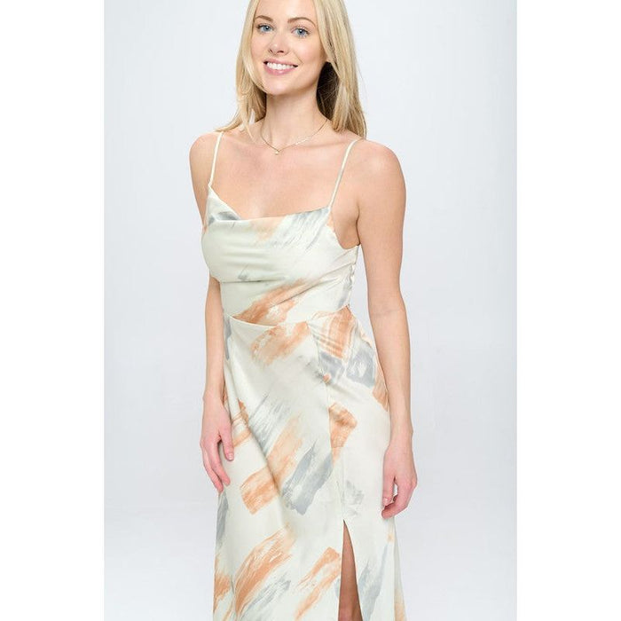 Paint Stroke Midi Slip Dress