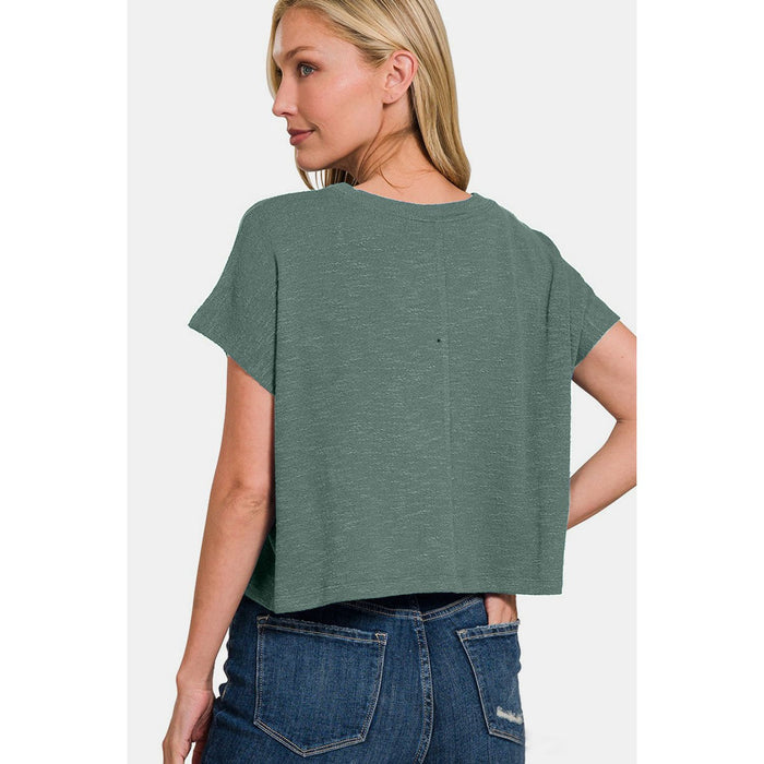 Zenana Round Neck Short Sleeve Crop T-Shirt