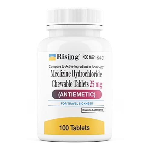 Rising Rising Pharma Motion Relief And Nausea - Meclizine HCL 25mg - Antiemetic, Motion Relief Chewable Tablets Motion Sensors