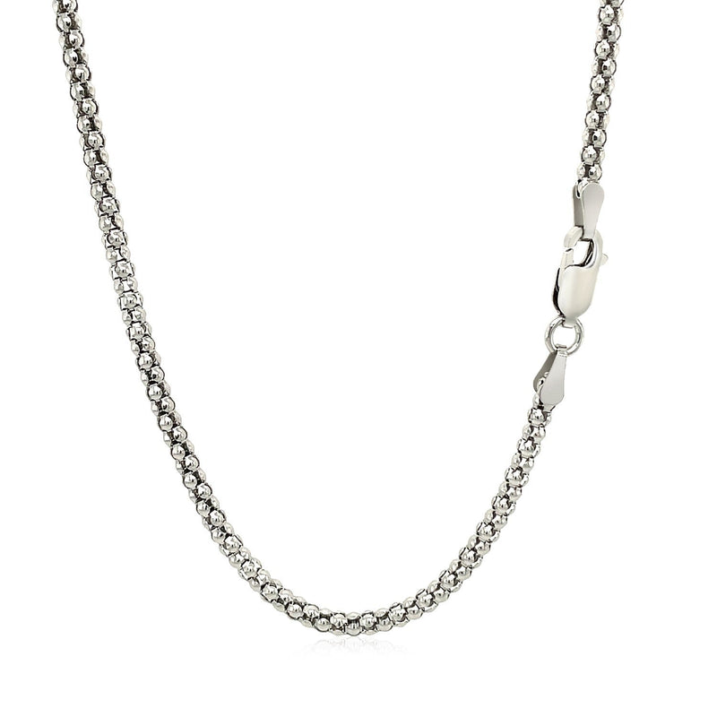 Bids.com Rhodium Plated 2.5mm Sterling Silver Popcorn Style Chain Necklaces