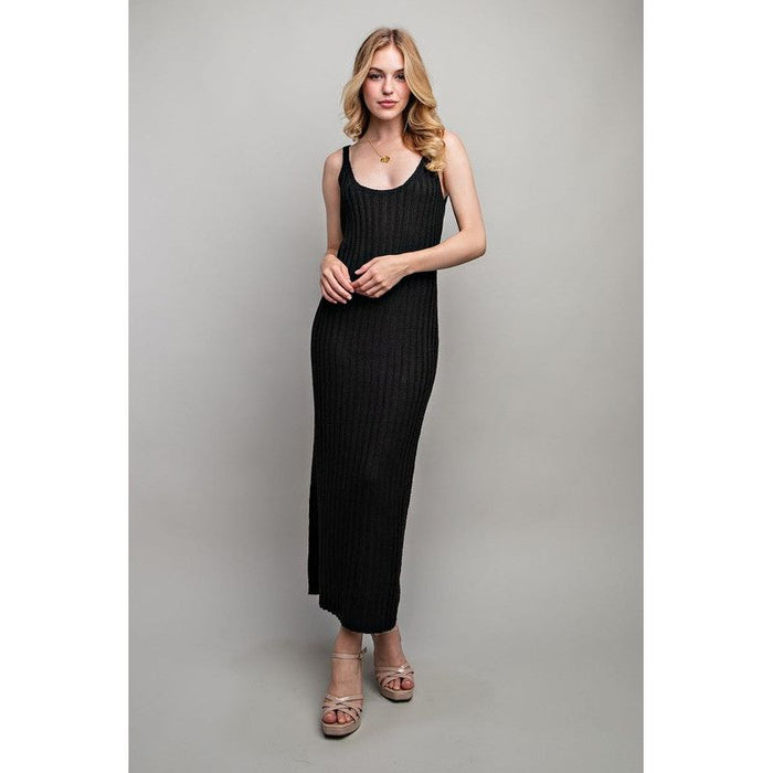 RIBBED-KNIT MAXI DRESS