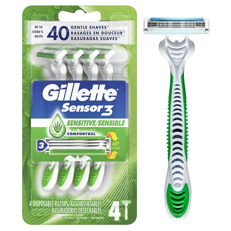 Mach Razor Disposable Gillette Sensor 3 Sensitive Disposable Razors With Mach 3 Razor ...