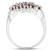 Bids.com 5.89 Carat Genuine Multi Tourmaline .925 Sterling Silver Ring Rings