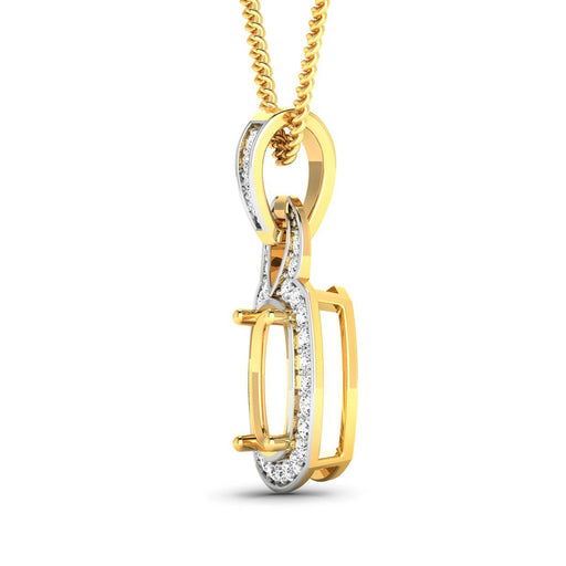 Bids.com 0.25 Carat Genuine White Diamond 14K Yellow Gold Semi Mount Pendant - holds 9x7mm Cushion Gemstone Pendants