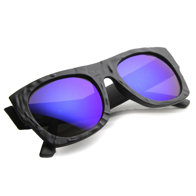 zeroUV Unique Textured Square Flat Top Sunglasses 9866 Sunglasses