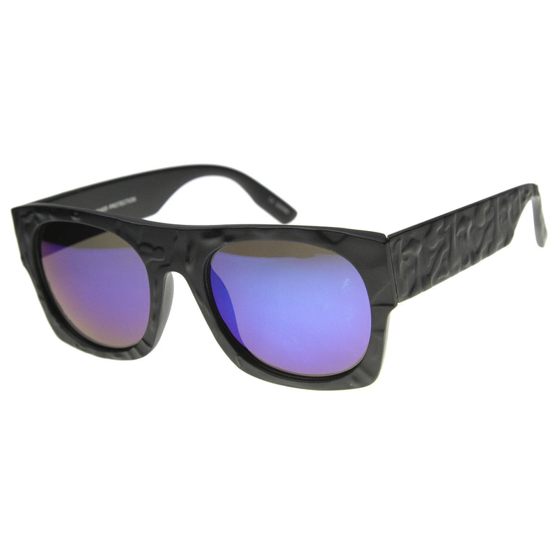 zeroUV Unique Textured Square Flat Top Sunglasses 9866 Sunglasses