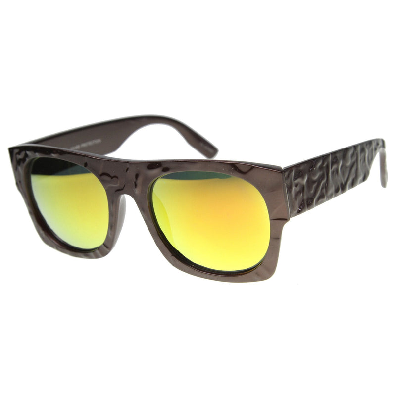zeroUV Unique Textured Square Flat Top Sunglasses 9866 Sunglasses