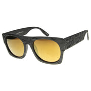 zeroUV Unique Textured Square Flat Top Sunglasses 9866 Sunglasses