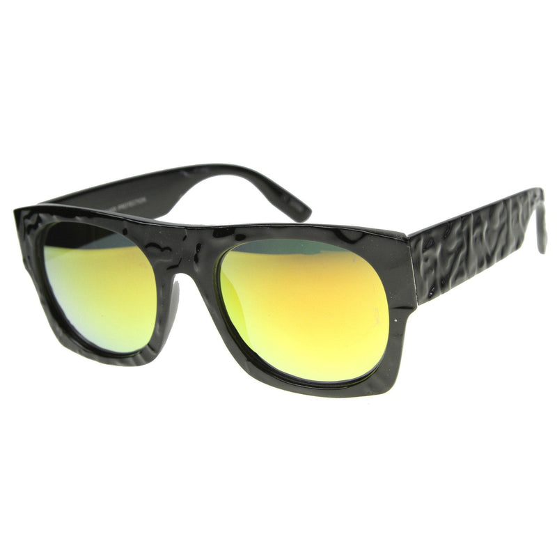 zeroUV Unique Textured Square Flat Top Sunglasses 9866 Sunglasses