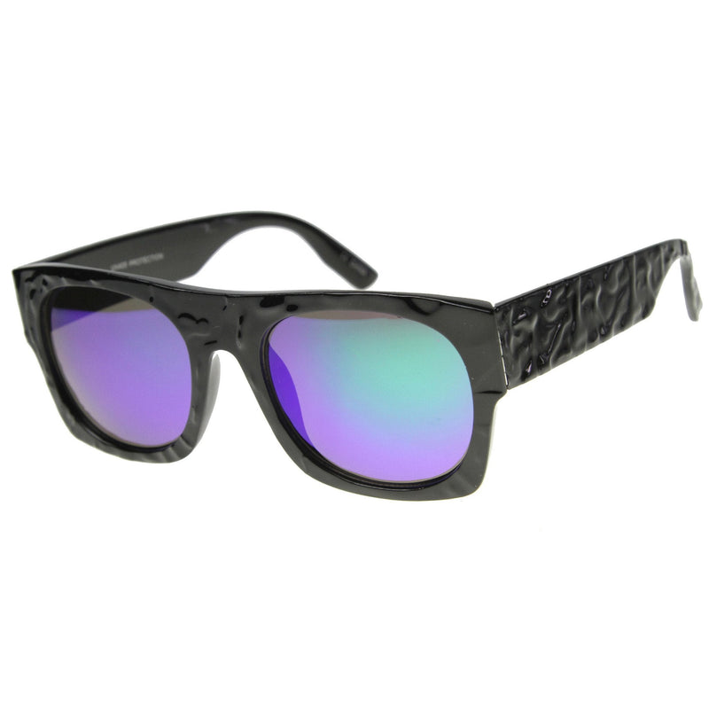 zeroUV Unique Textured Square Flat Top Sunglasses 9866 Sunglasses