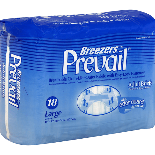 Prevail Prevail Breezers Adult Briefs, Large Bicycle Shorts & Briefs White Smoke