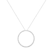 Bids.com .925 Sterling Silver 4 cttw Prong Set, Round-Cut Diamond Open Circle Hoop 18" Pendant Necklace (J-K Color, I1-I2 Clarity) Necklaces