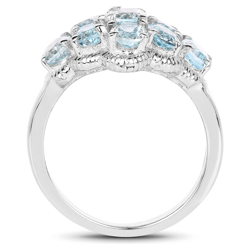 Bids.com 3.24 Carat Genuine Blue Topaz .925 Sterling Silver Ring Rings