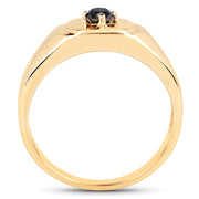Bids.com 14K Yellow Gold Plated 0.20 Carat Genuine Black Diamond .925 Sterling Silver Ring Rings