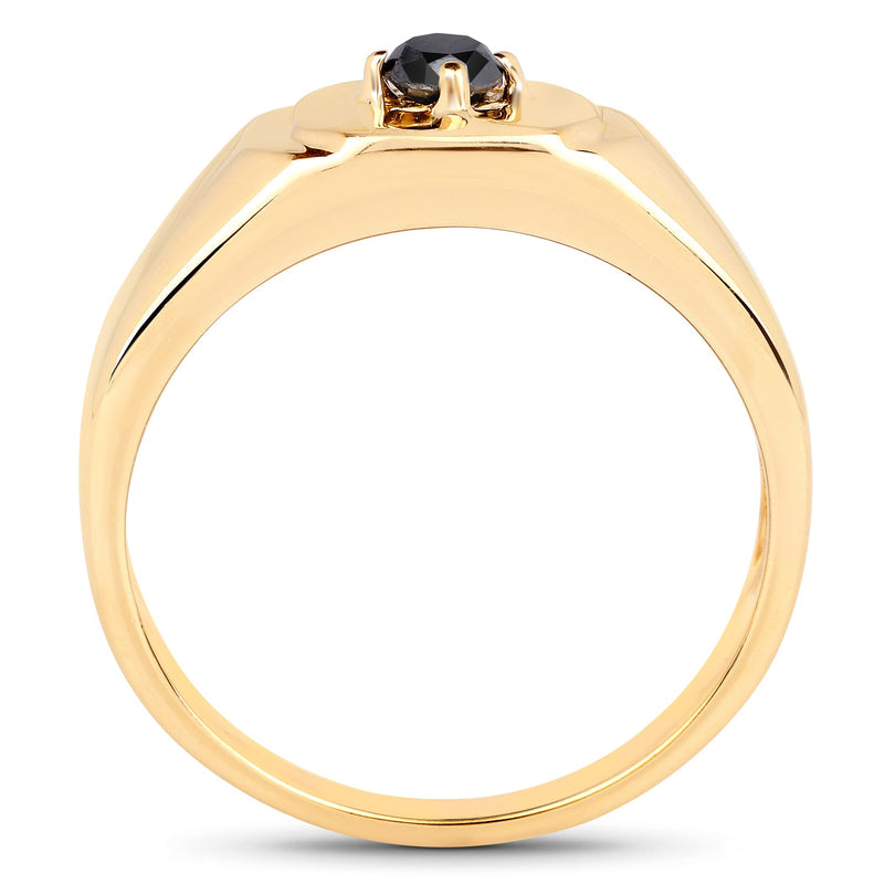 Bids.com 14K Yellow Gold Plated 0.20 Carat Genuine Black Diamond .925 Sterling Silver Ring Rings