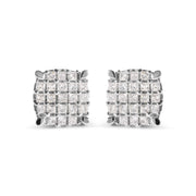 Bids.com 10K White Gold 3/4 Cttw Princess Diamond Composite Cushion Shape Stud Earrings (I-J Color, I1-I2 Clarity) Earrings