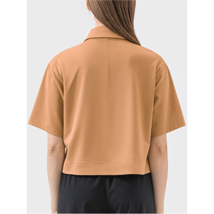 Half Button Short Sleeve Active T-Shirt