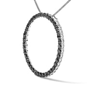 Bids.com .925 Sterling Silver 4.0 Cttw Black Diamond Open Hoop Circle 18" Pendant Necklace (Black Color, I2-I3 Clarity) Necklaces