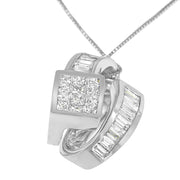 Bids.com 14K White Gold 2 cttw Princess and Baguette Cut Diamond Double Loop Pendant Necklace (G-H, VS1-VS2) Necklaces