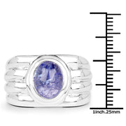 Bids.com 3.55 Carat Genuine Tanzanite .925 Sterling Silver Ring Rings