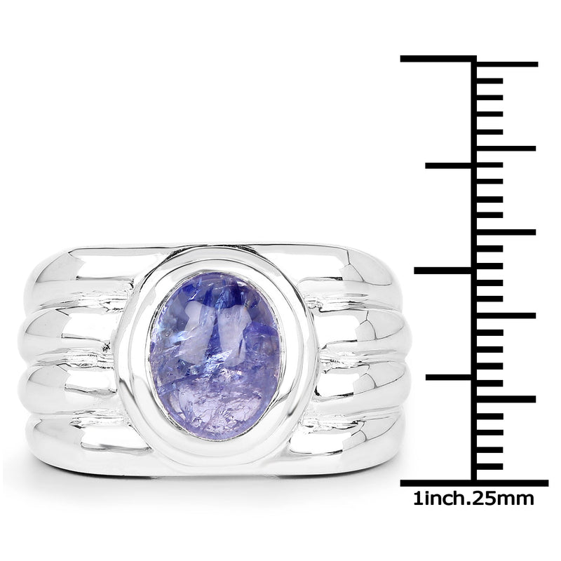 Bids.com 3.55 Carat Genuine Tanzanite .925 Sterling Silver Ring Rings
