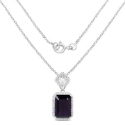 Bids.com 7.37 Carat Genuine Amethyst and White Zircon .925 Sterling Silver Pendant Pendants