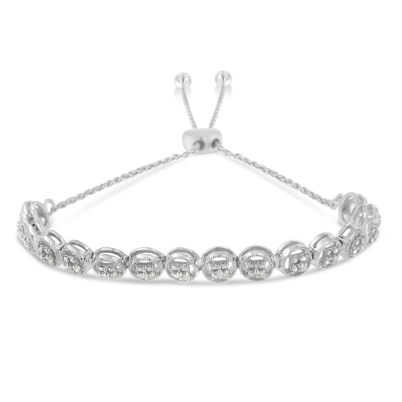 Bids.com .925 Sterling Silver 1/10 Cttw Round Diamond Bolo Bracelet (I-J Color, I3 Clarity) Bracelets
