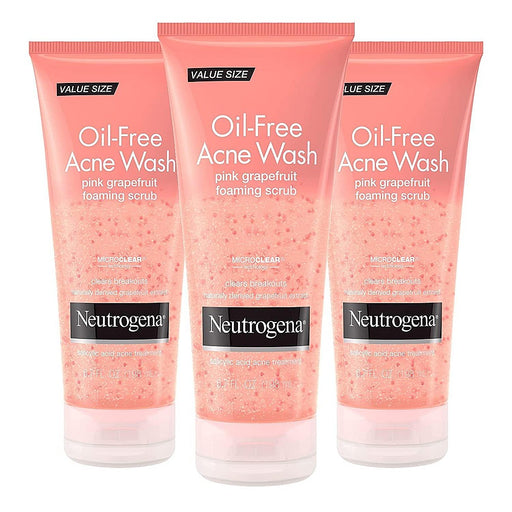Neutrogena Neutrogena Oil Free Pink Grapefruit Acne Treatment Face Wash With Vitamin C, 2% Salicylic Acid, Gentle Foaming Facial Scrub To Treat & Prevent Breakouts, 6.7 Fl Oz Health & Beauty
