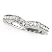Bids.com 14k White Gold Bead Border Curved Diamond Wedding Band (1/4 cttw) Rings