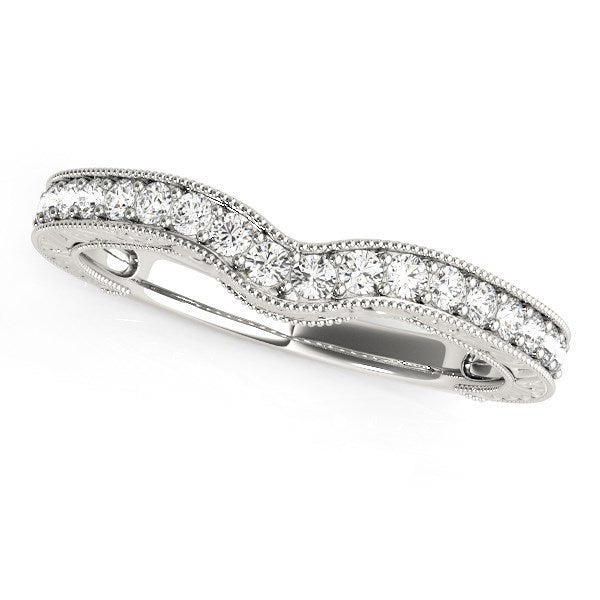 Bids.com 14k White Gold Bead Border Curved Diamond Wedding Band (1/4 cttw) Rings