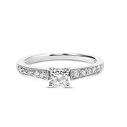 Bids.com 14K White Gold Diamond 1/2 Cttw Princess Cut Diamond Engagement Ring (G-H Color, VS2-SI1 Clarity) - Size 7 Rings